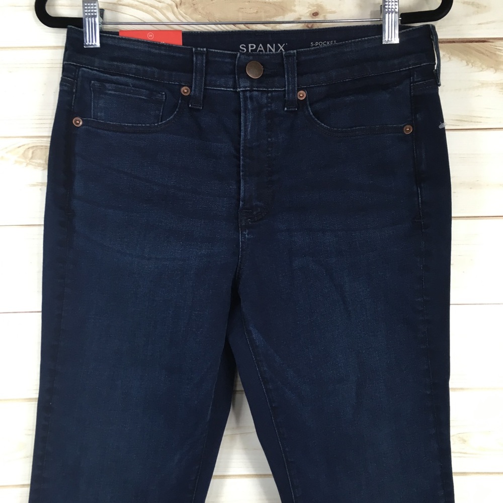 SPANX The 5 Pocket Flare Dark Wash Jeans - Picture 4 of 8